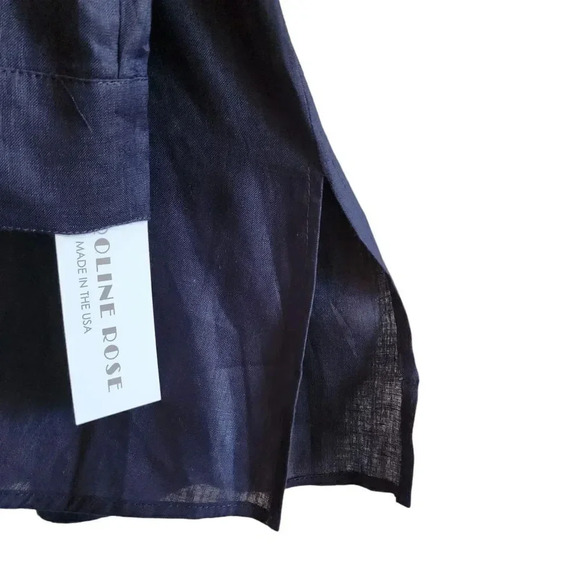 New $315 Caroline Rose Gabardine Shirt Size 2x Blue 100% Linen Button Down - Picture 8 of 11